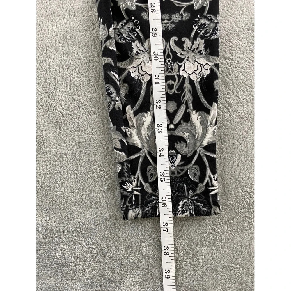 Bisou Bisou Michele Bohbot Womens Black White Damask Floral Leggings Size S Slim